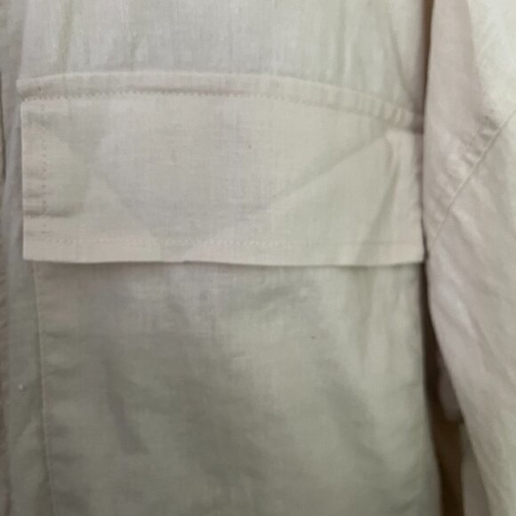 Calligraphie Womens Beige Linen Cropped Drawstring Waist Linen Blend Jacket M - Picture 4 of 6